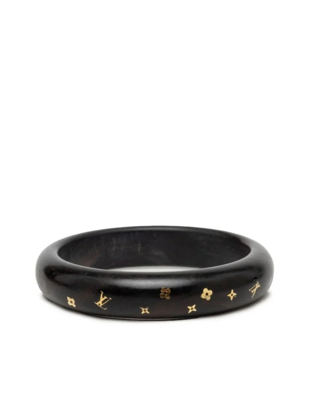 Louis Vuitton Monogram Bracelet Sylvania TPM Bangle M Dark Brown Gold Wood